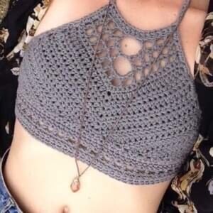 Etsy Gray Crochet Halter Crop Top